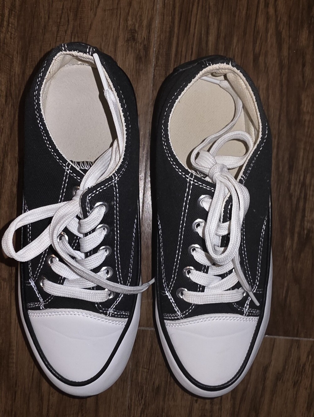 Women's Black & White Canvas Athletic Sneakers